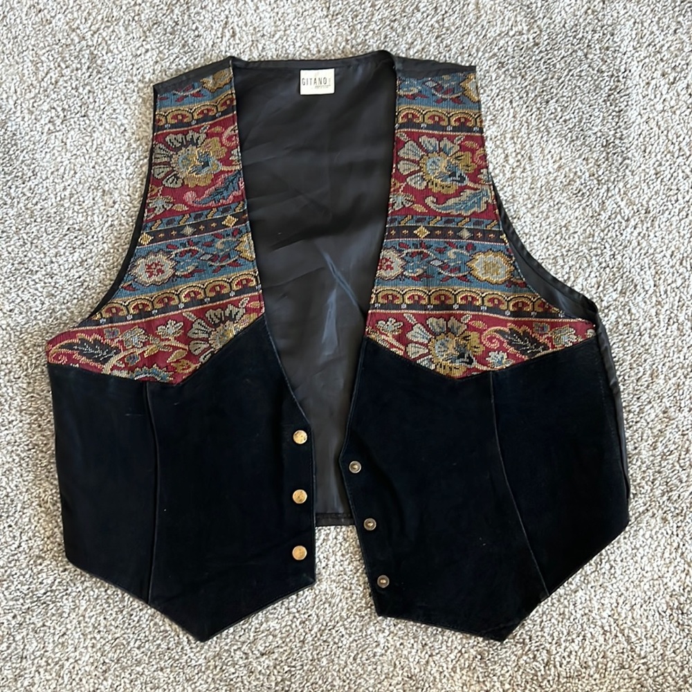 Vintage Embroidered Suede Vest